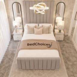 "Bed Choices Kensington Upholstered Luxury Panelled 70"" Bed Frame Only in Silver - Size: Small Double" - thumbnail 3