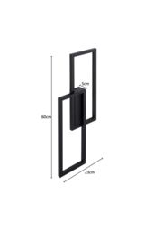 Living and Home Modern Industrial Double Rectangular Wall Light in Textured in Black - thumbnail 2