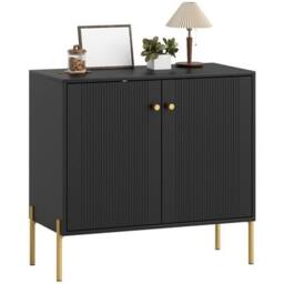 NESTLUNE Modern Sideboard Buffet Cabinet with Fluted Doors, Coffee Bar Cabinet in Black - Size: 100 cm x 15 cm - thumbnail 1