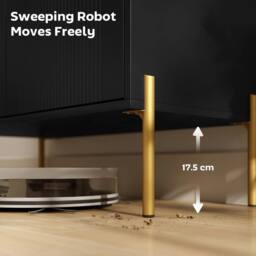NESTLUNE Modern Sideboard Buffet Cabinet with Fluted Doors, Coffee Bar Cabinet in Black - Size: 100 cm x 15 cm - thumbnail 3