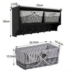 KORVIXA Wall Mounted Coat Rack Black Shelf - Size: 100 cm x 100 cm - thumbnail 2
