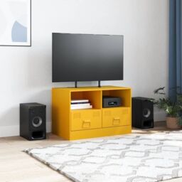 Berkfield Home TV Cabinet Mustard Yellow 67x39x44 cm Steel - Size: 67 x 39 x 44 cm - thumbnail 3