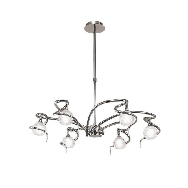 Netlighting Dali Telescopic Pendant Semi Flush Convertible 6 Light G9 Chrome in Grey - image 1
