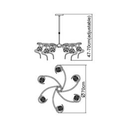 Netlighting Dali Telescopic Pendant Semi Flush Convertible 6 Light G9 Chrome in Grey - thumbnail 2