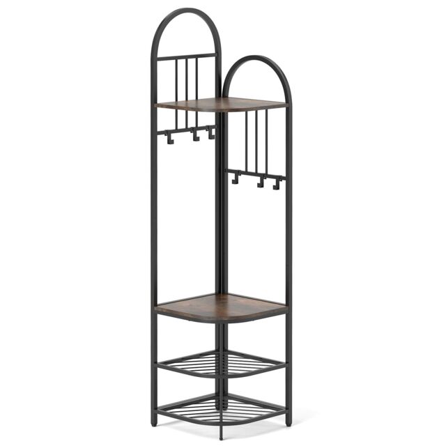 Costway 4-Tier Coat Rack 180cm Tall Entryway Shoes Shelf Organizer-Brown in Brown - image 1