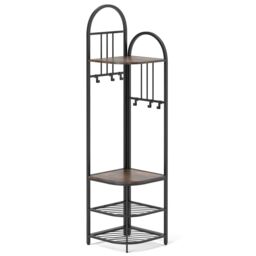Costway 4-Tier Coat Rack 180cm Tall Entryway Shoes Shelf Organizer-Brown in Brown - thumbnail 1