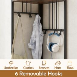 Costway 4-Tier Coat Rack 180cm Tall Entryway Shoes Shelf Organizer-Brown in Brown - thumbnail 2