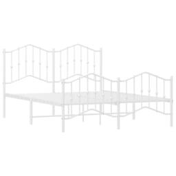 Berkfield Home Metal Bed Frame with Headboard & Footboard White 135x190 cm Double - thumbnail 5