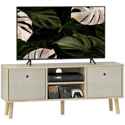 HOMCOM Modern TV Cabinet Stand w/ Shelves & Drawers, Bedroom Natural - thumbnail 2