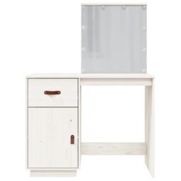 Berkfield Home Dressing Table with LED White 95x50x133.5 cm Solid Wood Pine - thumbnail 6