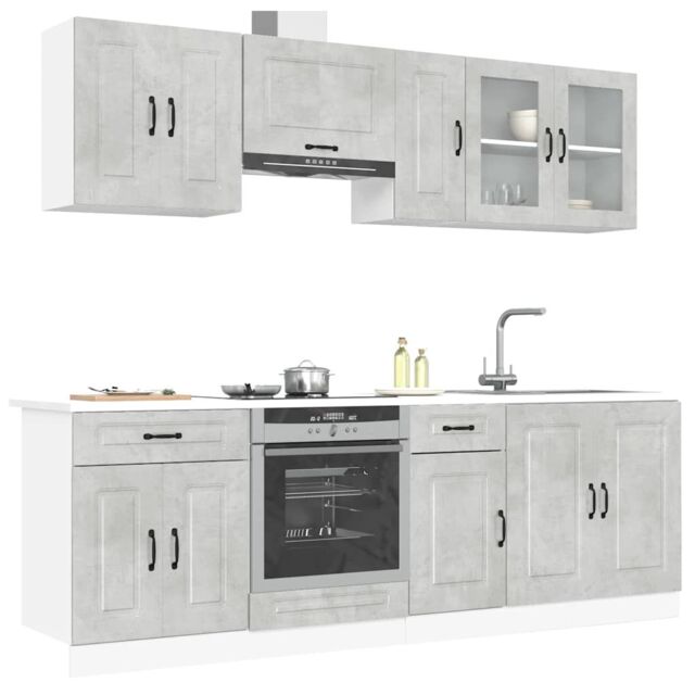 Berkfield Home 8 Piece Kitchen Cabinet Set Kalmar Concrete Grey Engineered Wood - image 1
