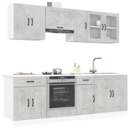 Berkfield Home 8 Piece Kitchen Cabinet Set Kalmar Concrete Grey Engineered Wood - thumbnail 1