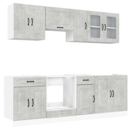Berkfield Home 8 Piece Kitchen Cabinet Set Kalmar Concrete Grey Engineered Wood - thumbnail 2