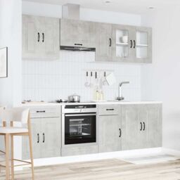 Berkfield Home 8 Piece Kitchen Cabinet Set Kalmar Concrete Grey Engineered Wood - thumbnail 3