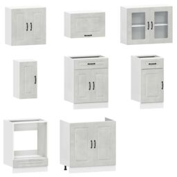 Berkfield Home 8 Piece Kitchen Cabinet Set Kalmar Concrete Grey Engineered Wood - thumbnail 4