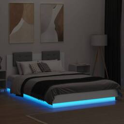 Berkfield Home Durable Bed Frame with LED without Mattress White 150x200 cm King Size - thumbnail 4