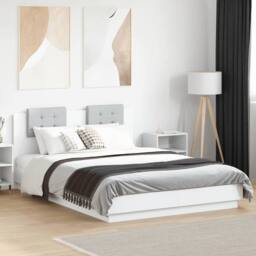 Berkfield Home Durable Bed Frame with LED without Mattress White 150x200 cm King Size - thumbnail 2