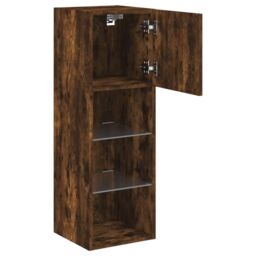 Berkfield Home TV Cabinet with LED Lights Smoked Oak 30.5x30x90 cm in Brown - thumbnail 8