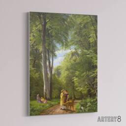 "Artery8 PC Skovgaard Beech Wood in May Zealand Landscape Canvas Wall Art Print in Green - Size: W12"" x H16""" - thumbnail 2