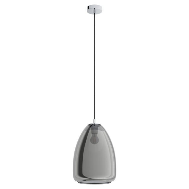 Loops Pendant Light Colour Chrome Shade Black Transparent Glass Vaporized E27 1x40W - image 1