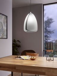 Loops Pendant Light Colour Chrome Shade Black Transparent Glass Vaporized E27 1x40W - thumbnail 3