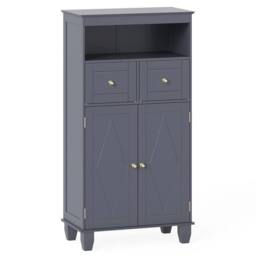 VOGREX Bathroom Floor Storage Cabinet Modern Freestanding Storage Organiser in Grey - thumbnail 1