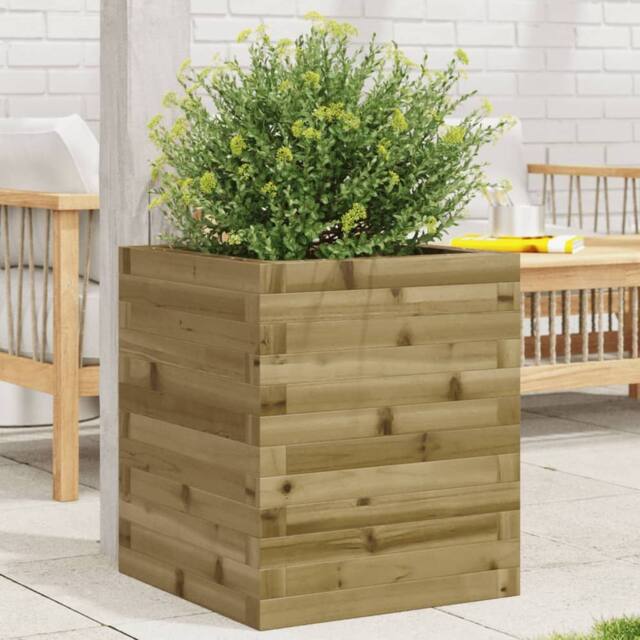 Berkfield Home Garden Planter 40x40x46 cm Impregnated Wood Pine in Brown - Size: 40 x 40 x 46 cm - image 1