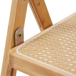 KORVIXA 2x Folding Dining Chairs Rattan Wood in Natural - Size: 0.6m2 - thumbnail 5