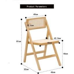 KORVIXA 2x Folding Dining Chairs Rattan Wood in Natural - Size: 0.6m2 - thumbnail 2