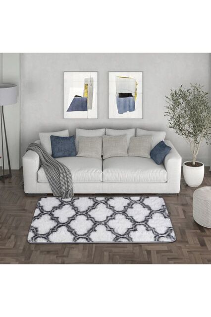 Luxury Shaggy Fleece Area Rug for Bedroom Side, Hallway & Vanity in White - Size: 180 cm x 100 cm