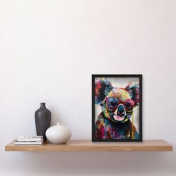 Artery8 Koala With Purple Sunglasses Modern Multicoloured Artwork Framed Wall Art Print A4 in Black - thumbnail 2