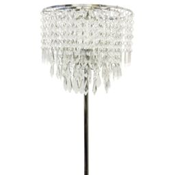 First Choice Lighting Set of 2 Chrome & Acrylic Crystal Jewelled Floor Lamps in Silver - thumbnail 4