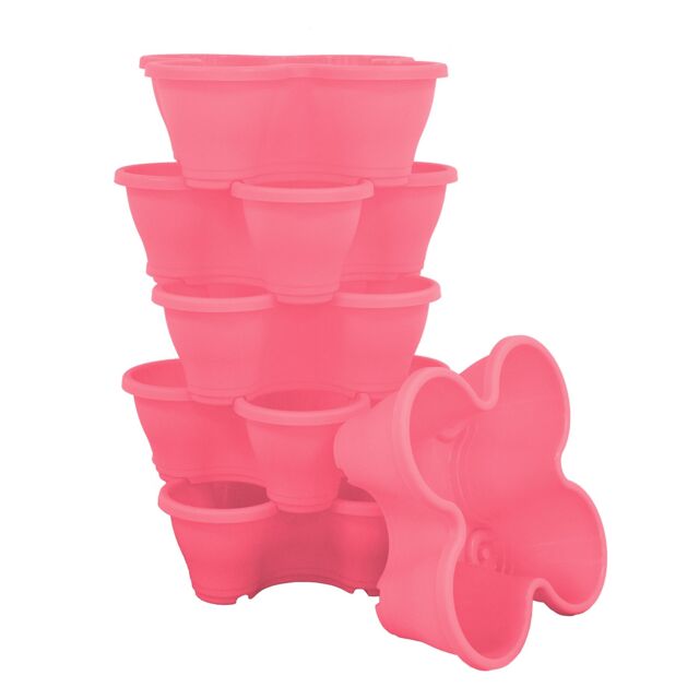 simpa 6PC Quad-Pot Stackable Modular Planters in Pink - image 1