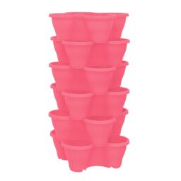 simpa 6PC Quad-Pot Stackable Modular Planters in Pink - thumbnail 2