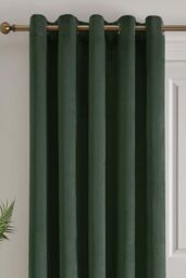 Laurence Llewelyn-Bowen 'Montrose' Velvet Blackout Eyelet Single Panel Door Curtain in Bottle Green - Size: 168 cm width x 214 cm drop - thumbnail 2