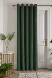 Laurence Llewelyn-Bowen 'Montrose' Velvet Blackout Eyelet Single Panel Door Curtain in Bottle Green - Size: 168 cm width x 214 cm drop