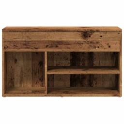 Berkfield Home Shoe Bench Old Wood 80x30x45 cm Engineered Wood in Brown - Size: 80 x 30 x 45 cm - thumbnail 4