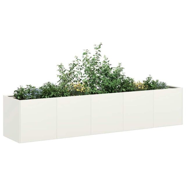 Berkfield Home Planter White 200x40x40 cm Cold-rolled Steel - Size: 200 x 40 x 40 cm