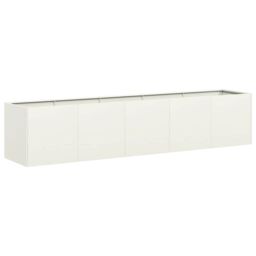 Berkfield Home Planter White 200x40x40 cm Cold-rolled Steel - Size: 200 x 40 x 40 cm - thumbnail 2