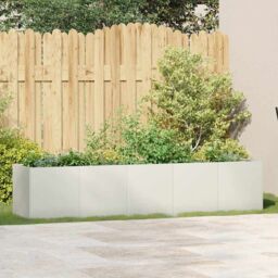 Berkfield Home Planter White 200x40x40 cm Cold-rolled Steel - Size: 200 x 40 x 40 cm - thumbnail 3