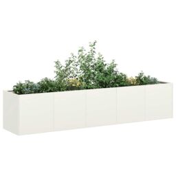 Berkfield Home Planter White 200x40x40 cm Cold-rolled Steel - Size: 200 x 40 x 40 cm - thumbnail 1