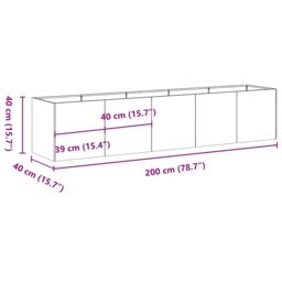 Berkfield Home Planter White 200x40x40 cm Cold-rolled Steel - Size: 200 x 40 x 40 cm - thumbnail 9