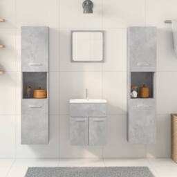 Berkfield Home 4 Piece Bathroom Furniture Set Concrete Grey Engineered Wood - thumbnail 3