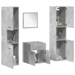 Berkfield Home 4 Piece Bathroom Furniture Set Concrete Grey Engineered Wood - thumbnail 2