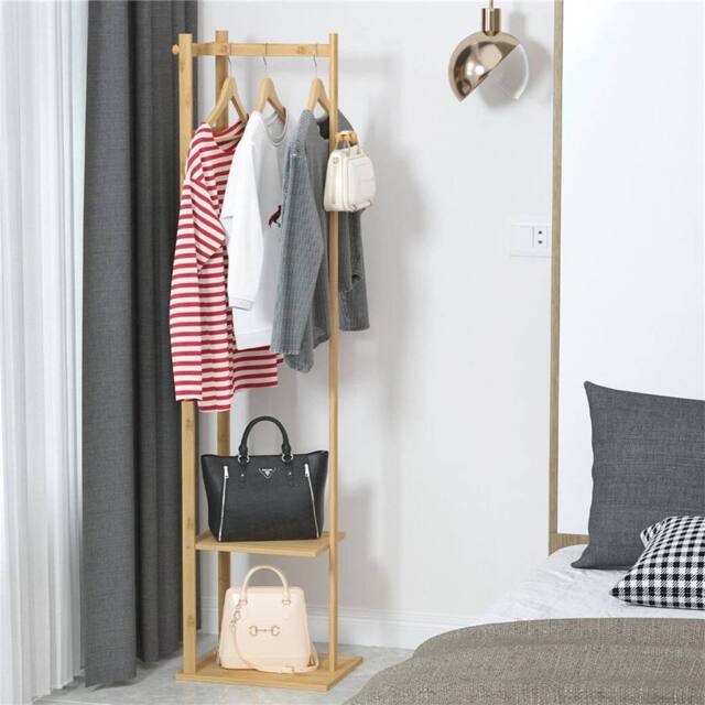 EONLION Bamboo Garment Rack Coat Shoe Clothes Stand in Brown - Size: 500mm - image 1