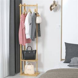 EONLION Bamboo Garment Rack Coat Shoe Clothes Stand in Brown - Size: 500mm - thumbnail 1