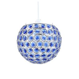 Happy Homewares Round Globe Easy Fit Pendant Shade with Small Acrylic Bead Jewels in Midnight - thumbnail 1