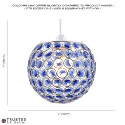 Happy Homewares Round Globe Easy Fit Pendant Shade with Small Acrylic Bead Jewels in Midnight - thumbnail 7