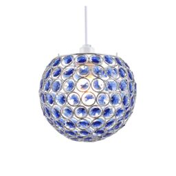 Happy Homewares Round Globe Easy Fit Pendant Shade with Small Acrylic Bead Jewels in Midnight - thumbnail 2