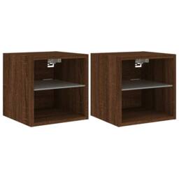 Berkfield Home TV Wall Cabinets with LED Lights 2 pcs Brown Oak 30x28.5x30 cm - thumbnail 1